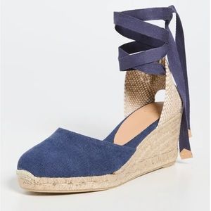 Castaner Carina Wedge Espadrilles in Denim Navy